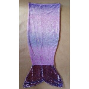 Kids girls Mermaid Tail Wearable Blanket Fleece Purple Glitter Cozy sequin